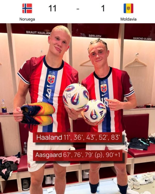 Wear a hat for you 😂Haland gives the penalty to his substitute teammate and helps him score 3 goals